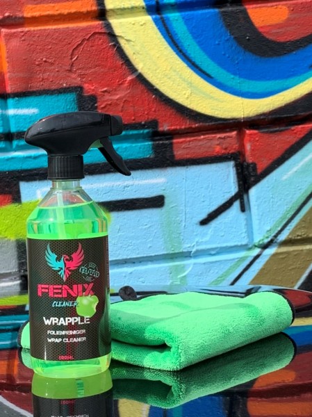 Fenix Wrapple Folienreiniger 500ml & Microfasertuch 40x40cm, Grün / Grau